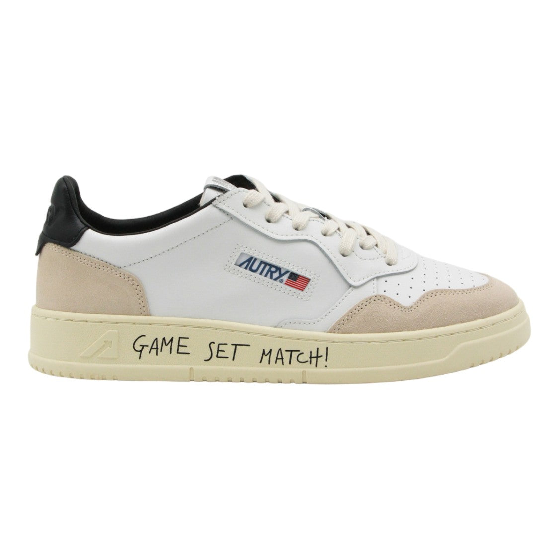 Autry Beige Suede Overlay Statement Sole Sneakers