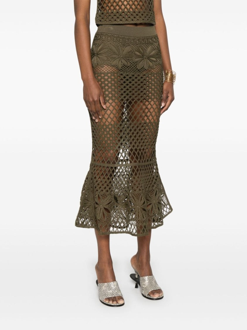Pinko Mid-Length Olive Green Skirt