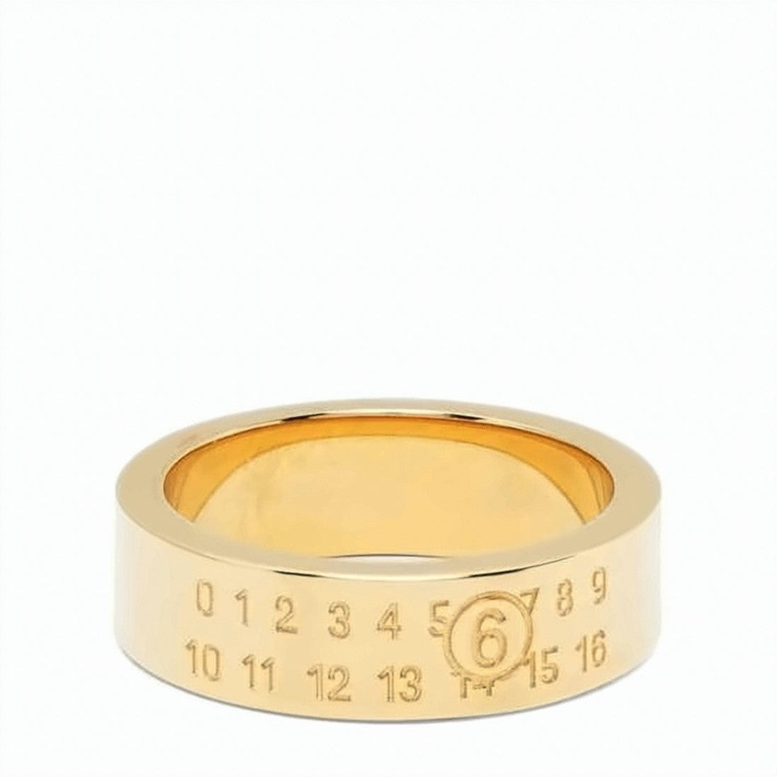 Mm6 By Maison Margiela Polished Brass Ring With Engraved Number Sequence