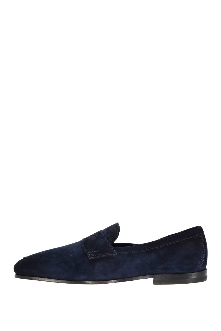 Santoni Suede Moccasins Goodyear Construction