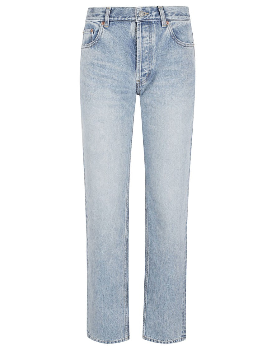 Saint Laurent High-Waisted Straight Leg Jeans With Classic Pocket Design
