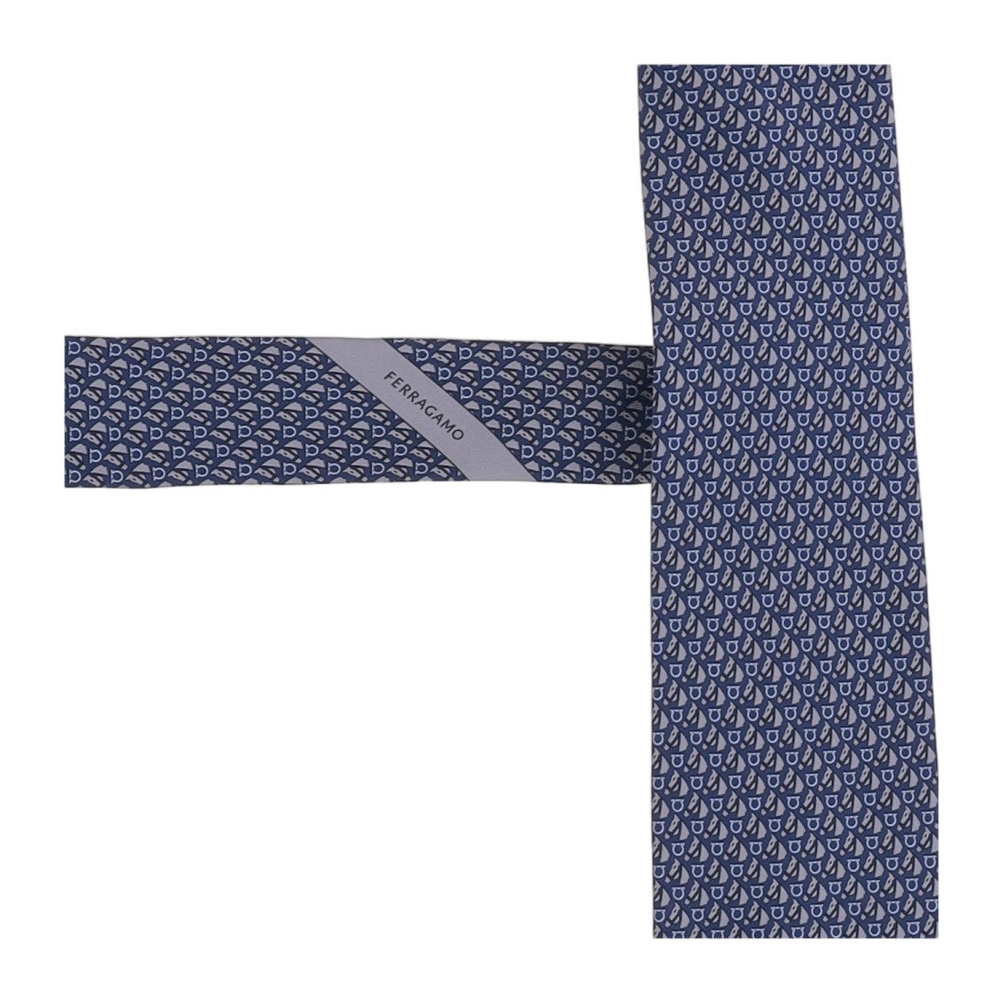 Salvatore Ferragamo Navy Patterned Silk Tie
