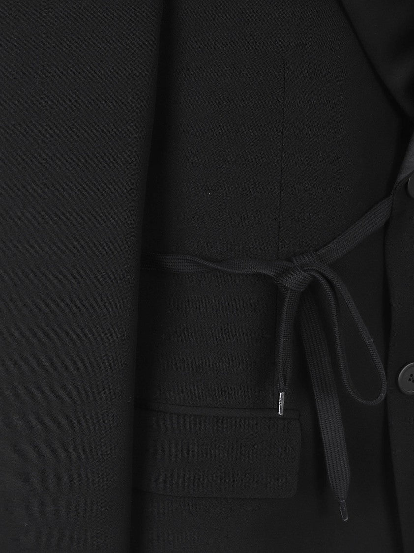 Balenciaga Asymmetrical Black Wool Blazer With Satin Lapel