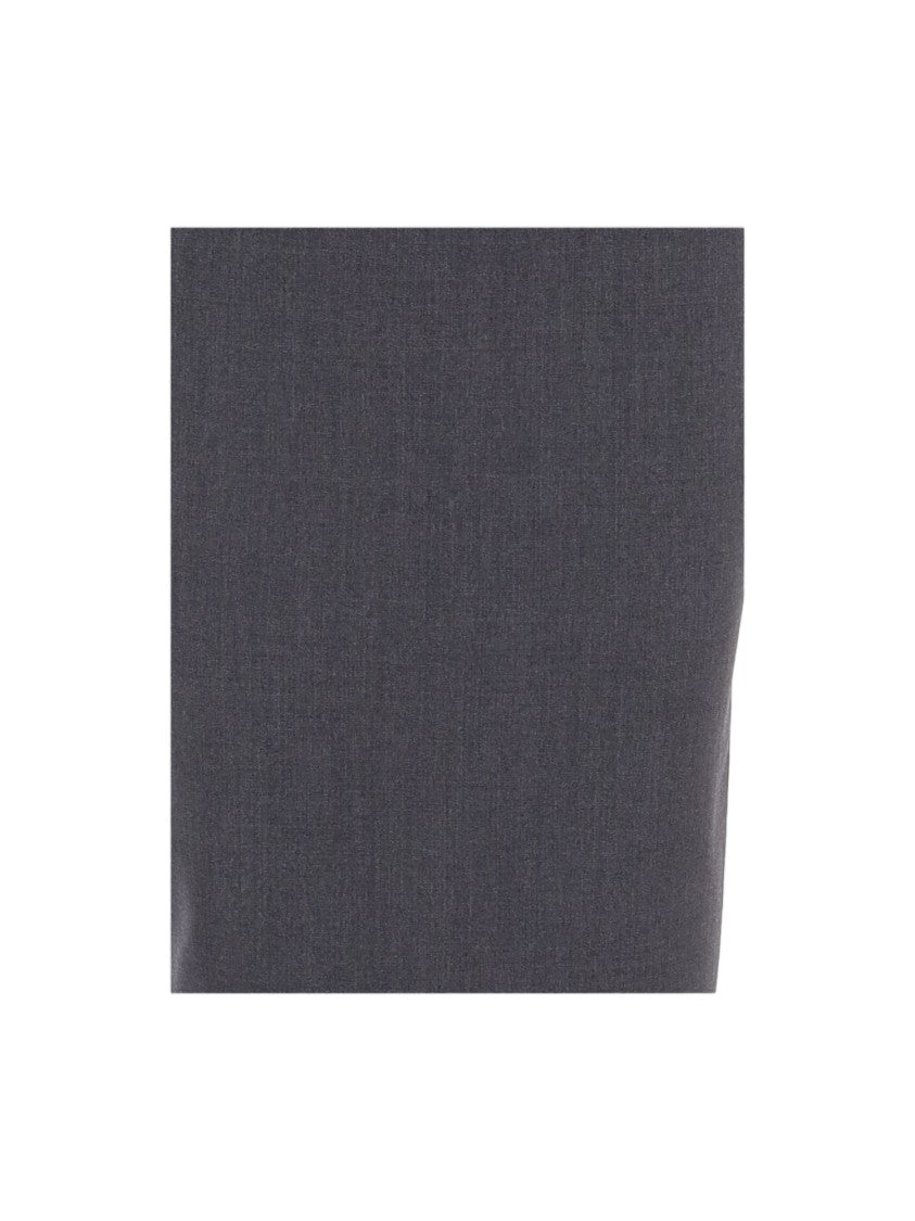 Jacquemus Fitted Gray Stretch Wool Midi Dress With Gathered Back Detail