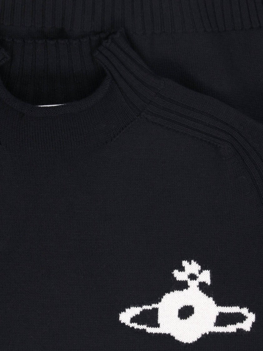 Vivienne Westwood Fitted Crewneck Sweater With Intarsia Logo Detail