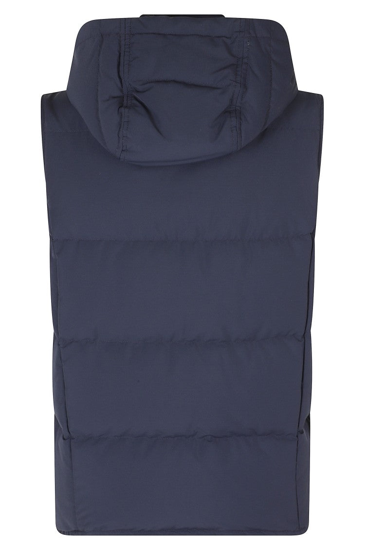 Eleventy Padded Vest With Detachable Hood And Snap Button Closure