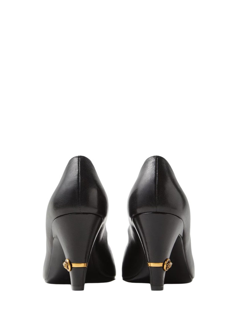 Versace Black Gold Detail Leather Pumps
