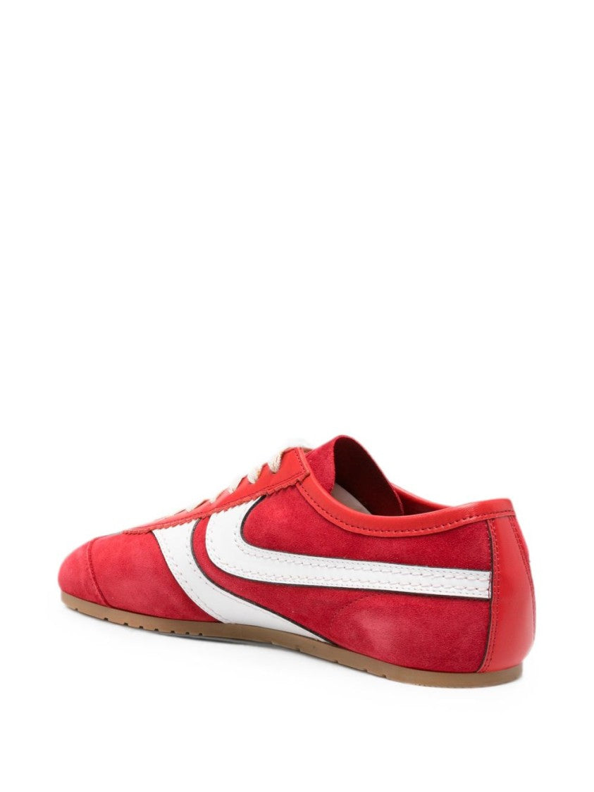 Dries Van Noten Red Suede Sneakers With White Leather Accents