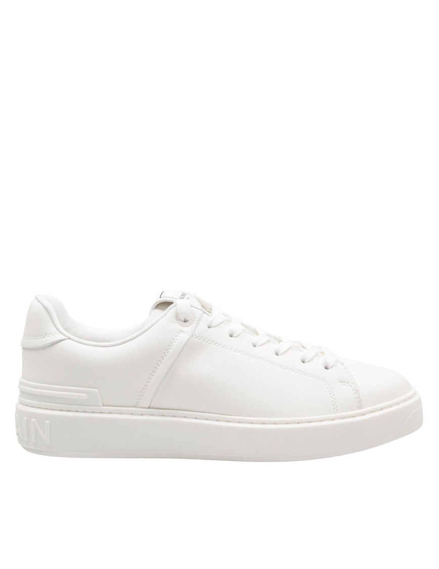 Balmain B Court Sneakers In White Calfskin