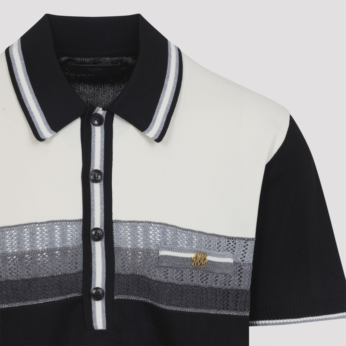 Amiri Color-Block Striped Polo With Gold-Tone Logo