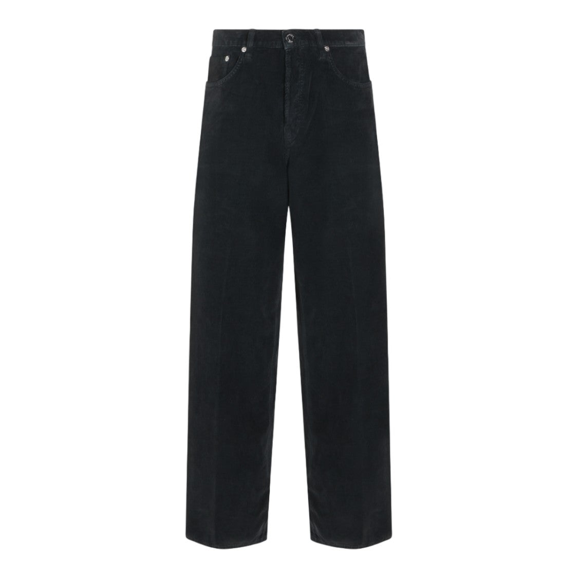 Haikure Straight-Leg Black Trousers In Textured Corduroy