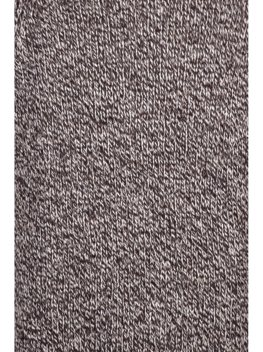 Daniele Alessandrini Textured Knit Turtleneck Sweater With Marled Brown Finish