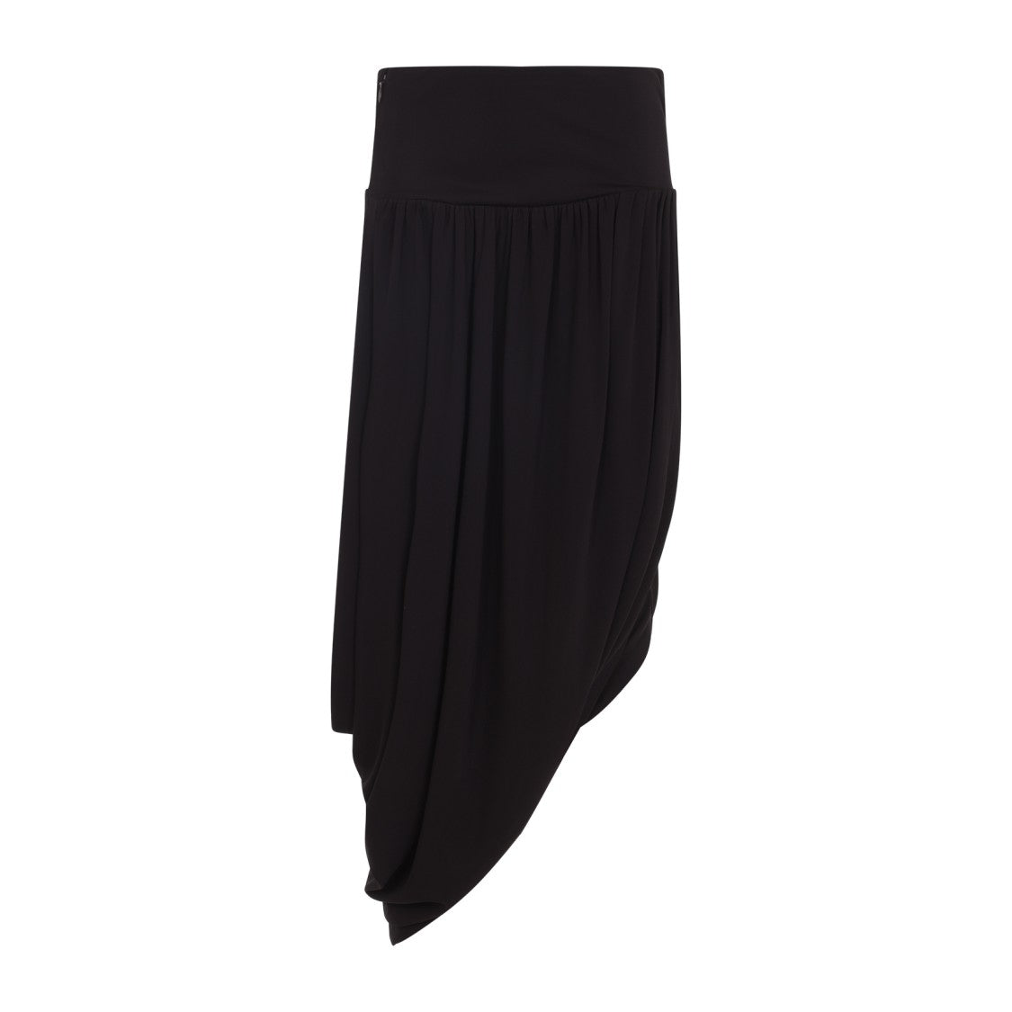 Alaïa Twisted Black Viscose Midi Skirt With Asymmetric Hem