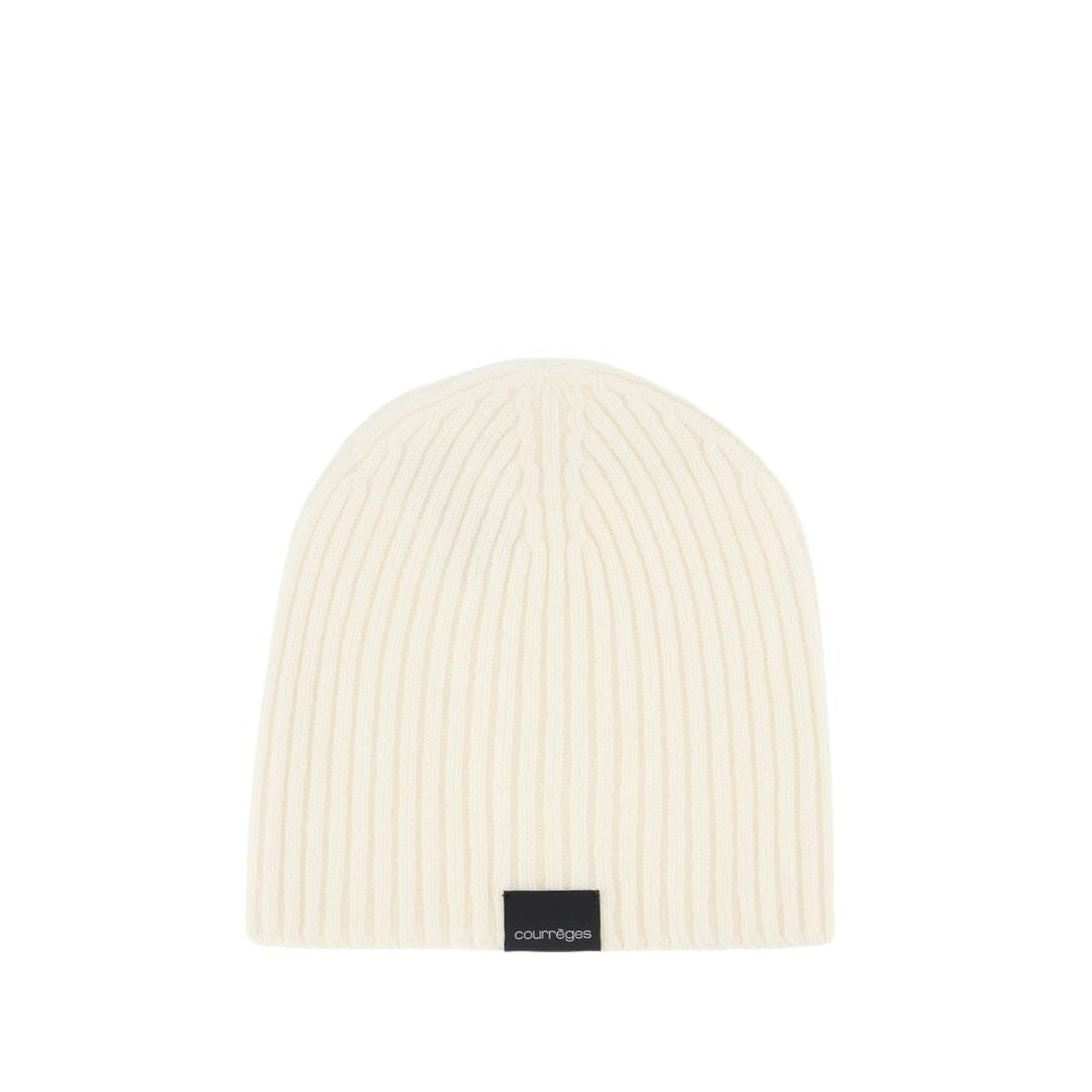 Courrèges Ac Ribbed Beanie - Wool - Neutral