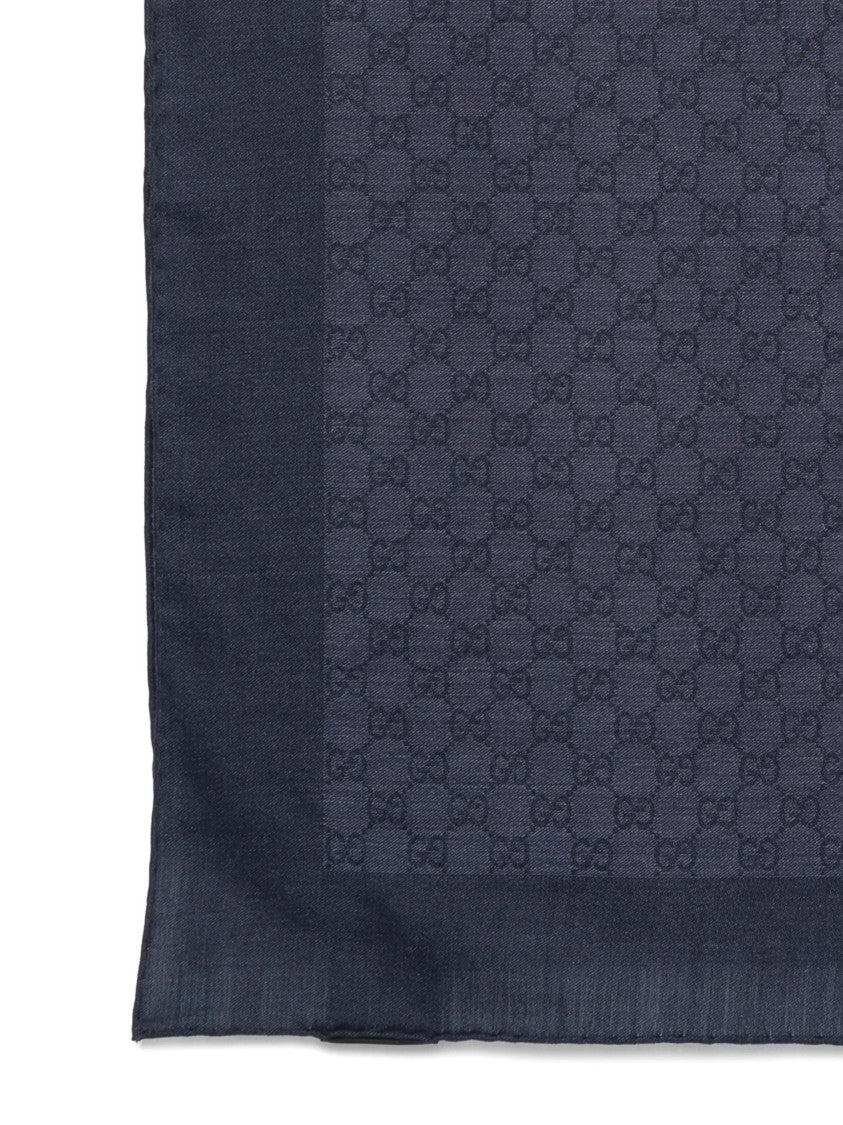 Gucci Blue Monogram Repeating Pattern Rectangular Scarf