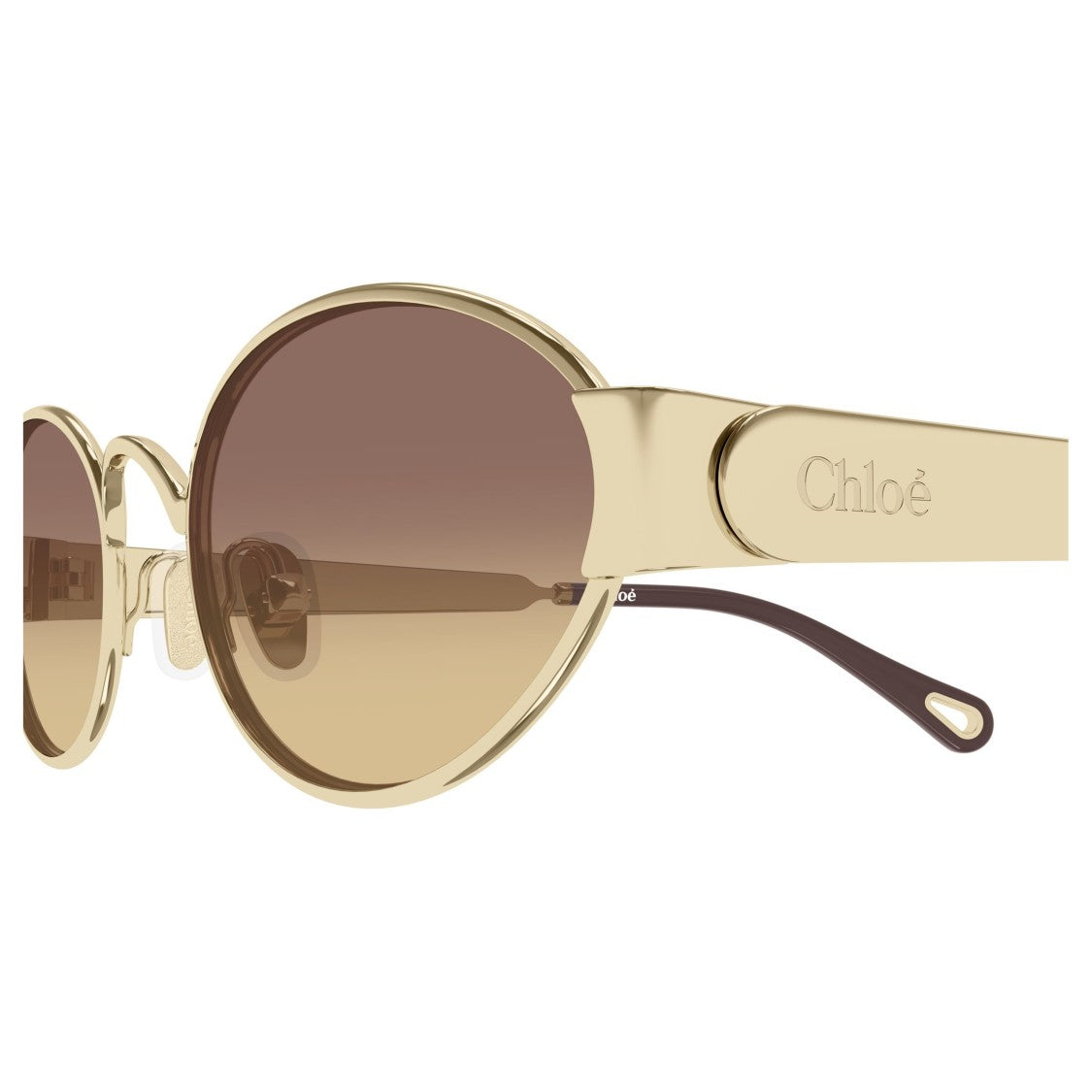 Chloé Oval Gold-Finish Sunglasses With Gradient Lenses