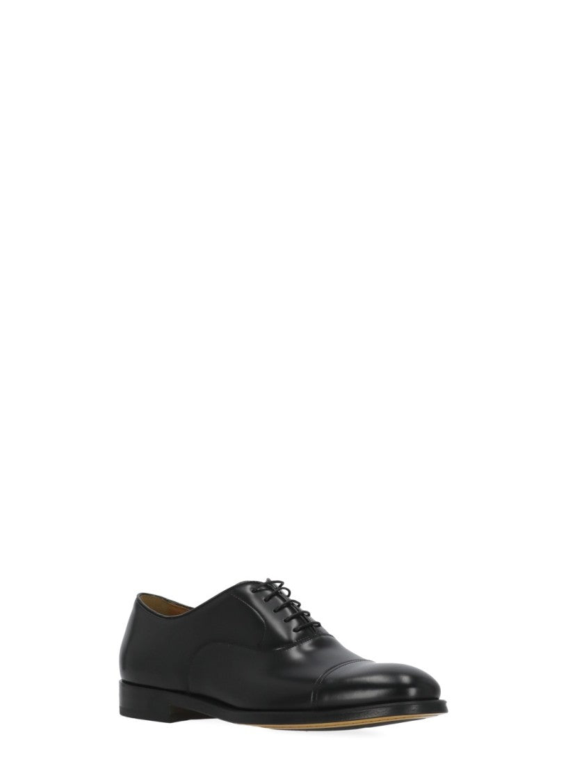 Doucal's Black Smooth Leather Lace-Up Shoes