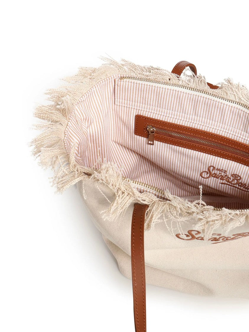 Mc2 Saint Barth Natural Sangallo Fringe City Crossbody Bag