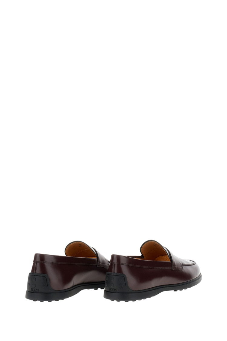 Tod's Brown Calfskin Moccasin With Embossed Monogram And Gommini Sole
