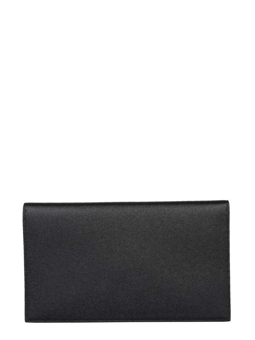 Saint Laurent Rectangular Calfskin Pouch With Magnetic Flap Closure