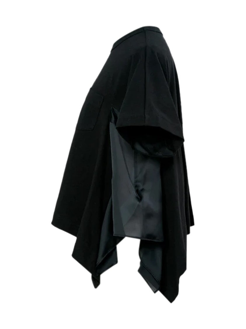 Sacai Black Satin Cotton-Jersey T-Shirt