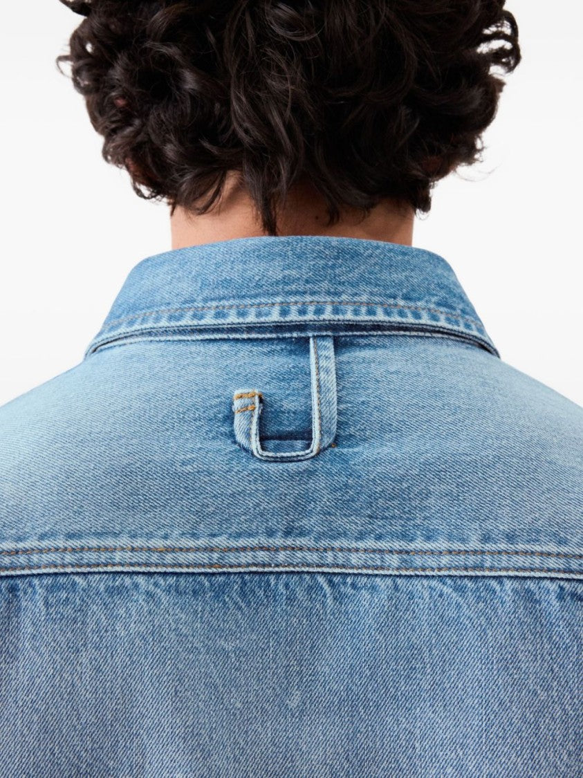 Jacquemus Denim Blue Silk And Nylon Shirt