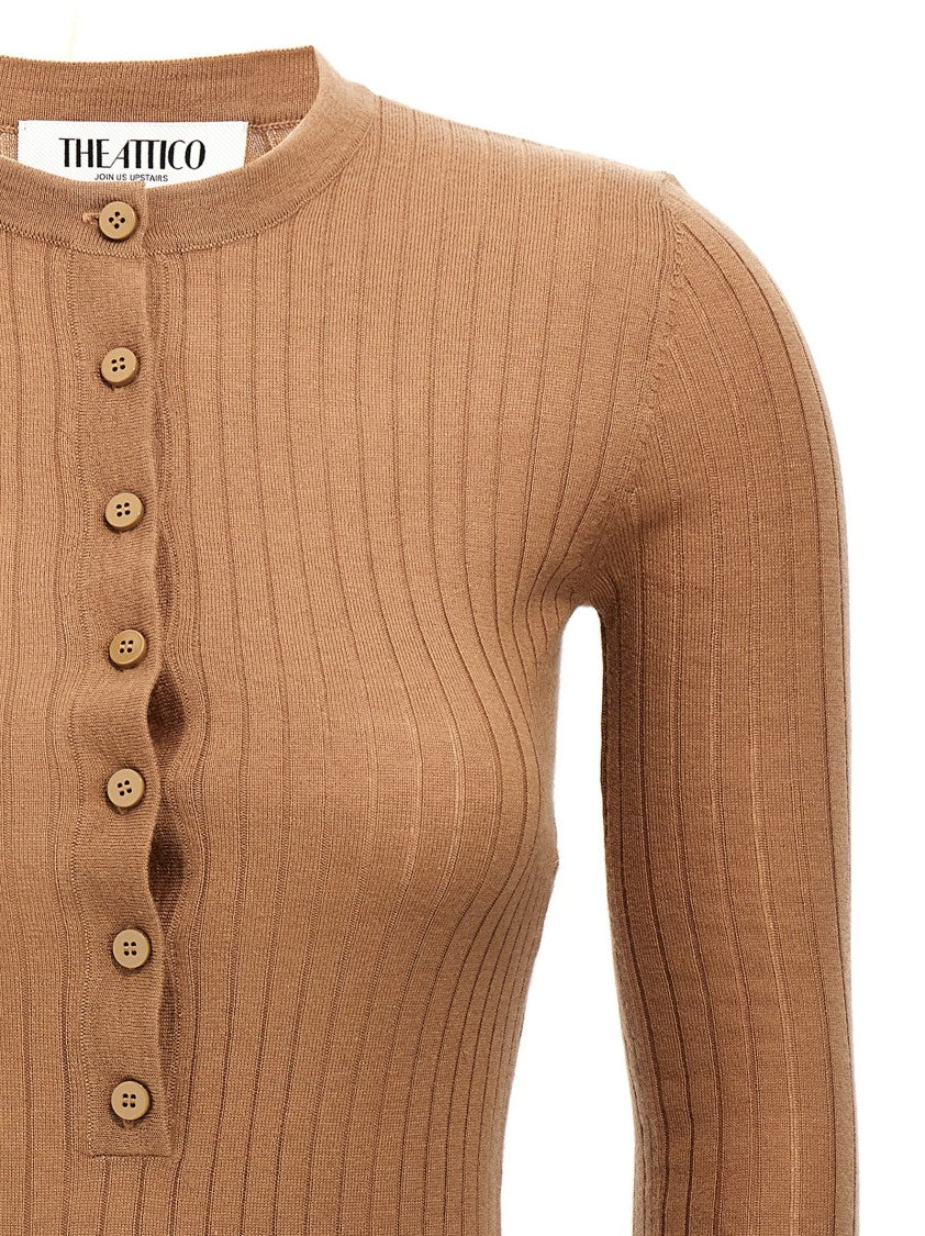 The Attico Ribbed Cashmere And Silk Knit Mini Dress