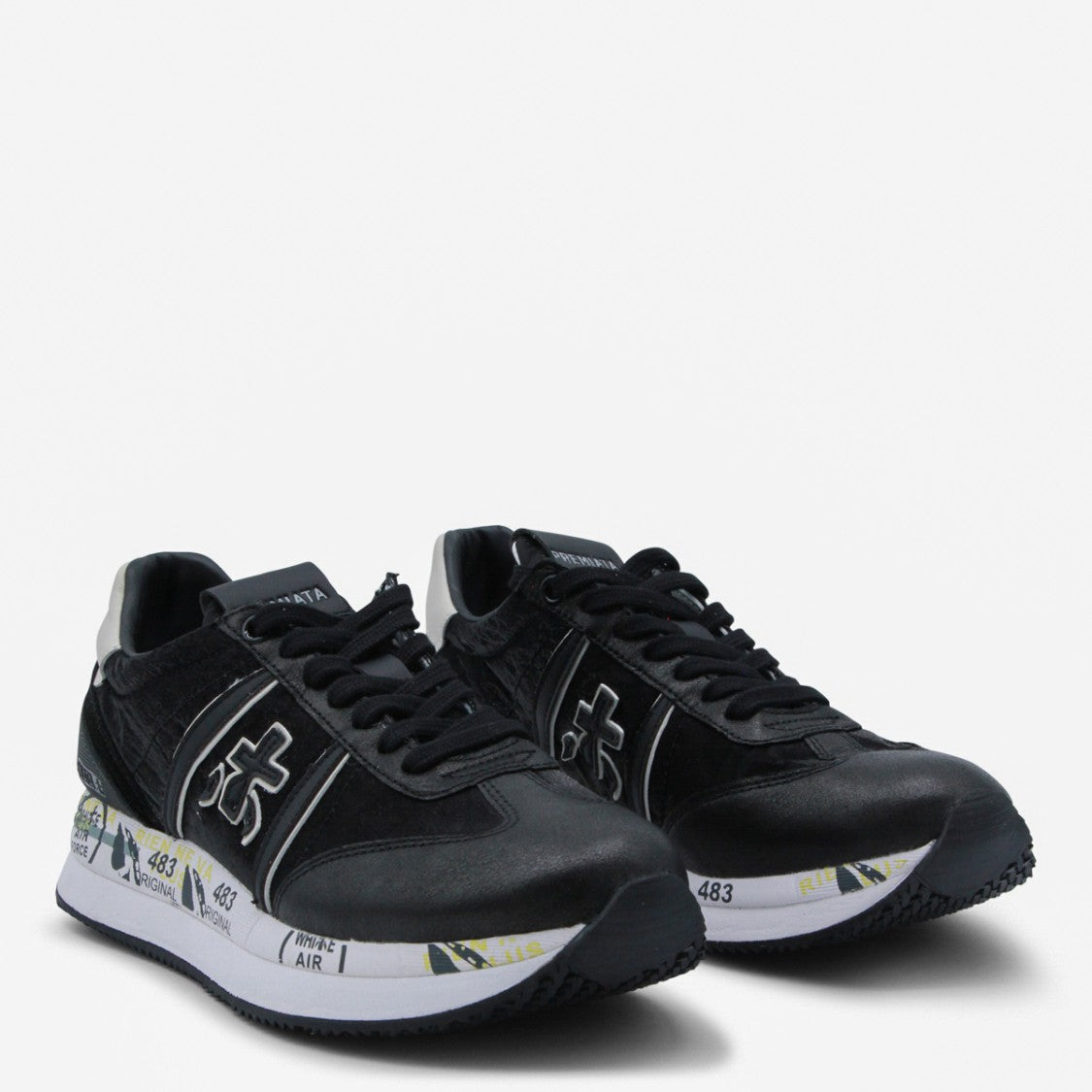 Premiata Textured Black Sneakers With Contrasting Details