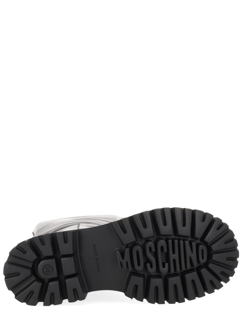Moschino Black Zipper Lamb Leather Platform Boots