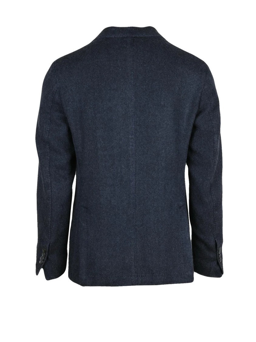 L.B.M. 1911 Round Blazer In Soft Cashmere-Alpaca Blend With Herringbone Texture