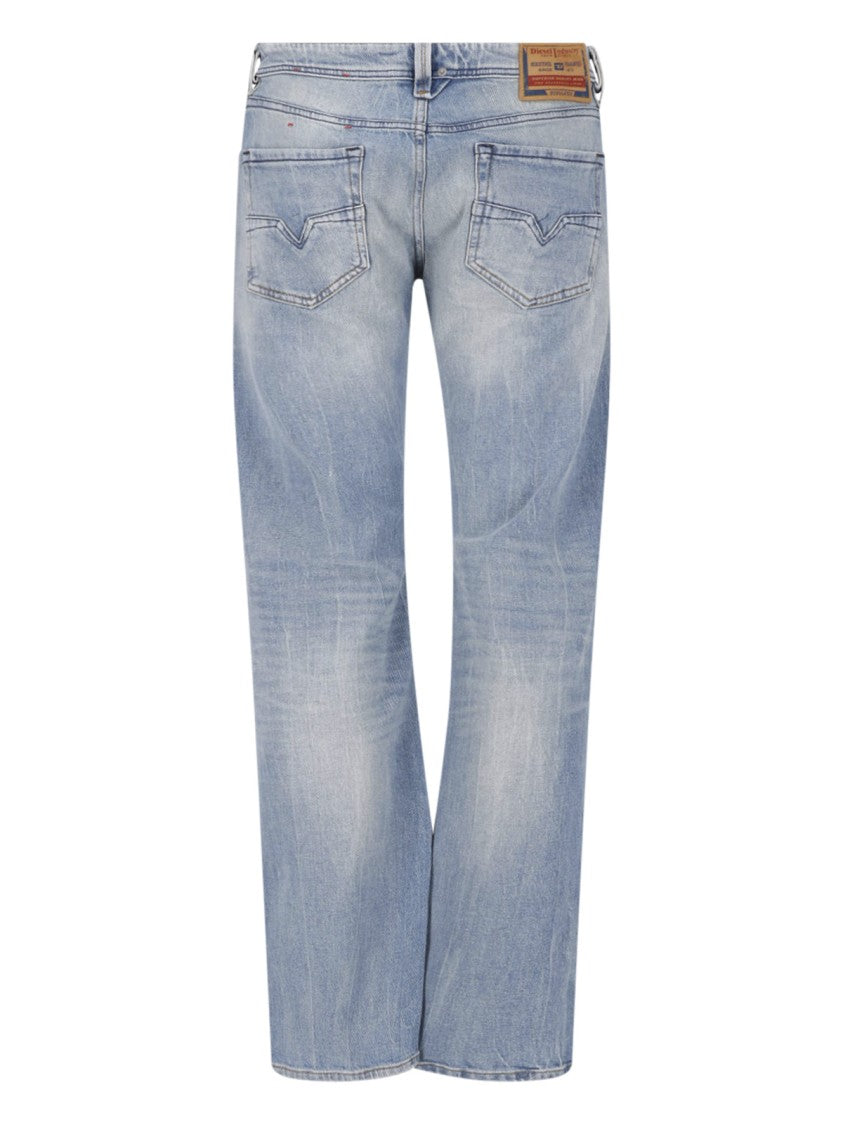 Diesel Light Blue Distressed Jeans With Classic Five-Pocket Design