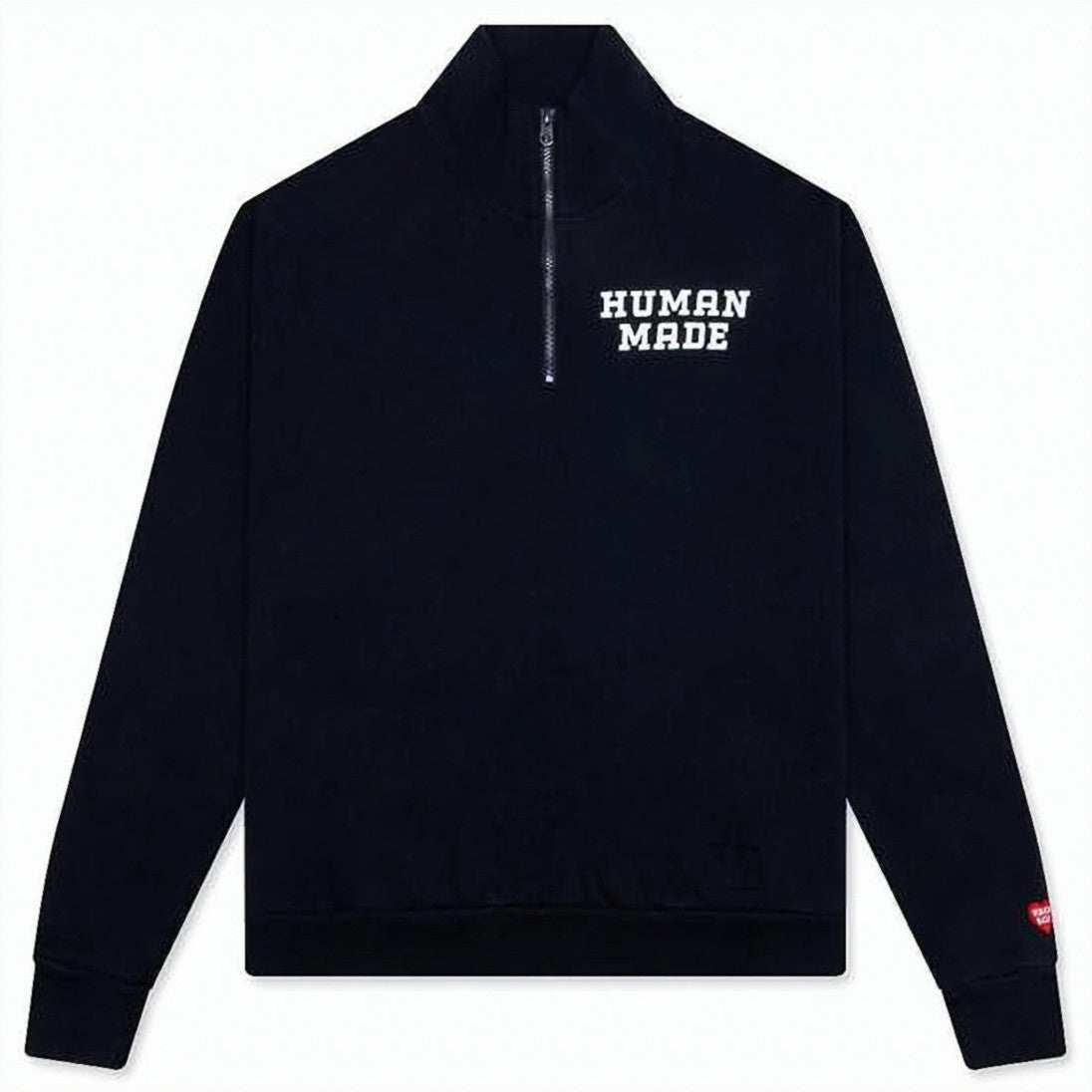 Humanmade Half-Zip Black Cotton Sweatshirt With Graphic Motifs