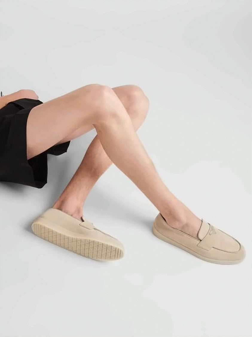 Prada Suede Loafers With Triangular Logo Detail