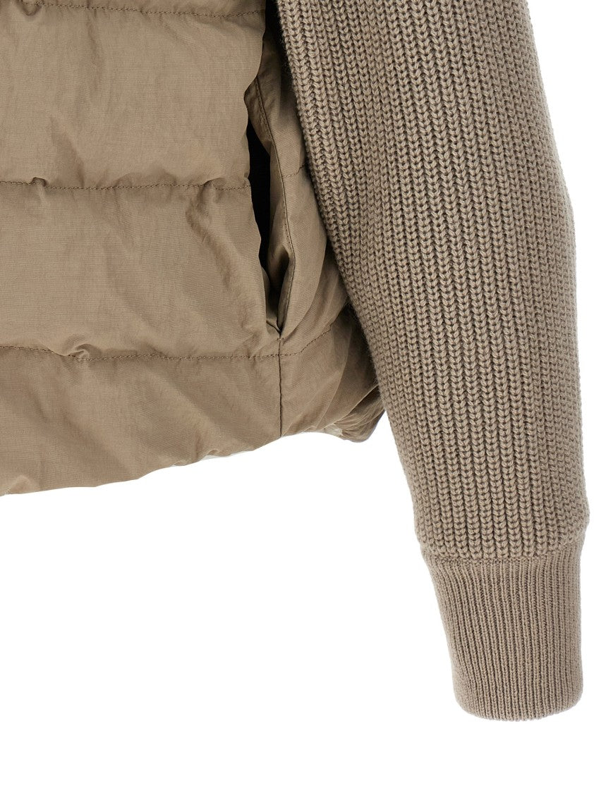 Brunello Cucinelli Two-Material 'Shiny Flap Detail' Down Jacket