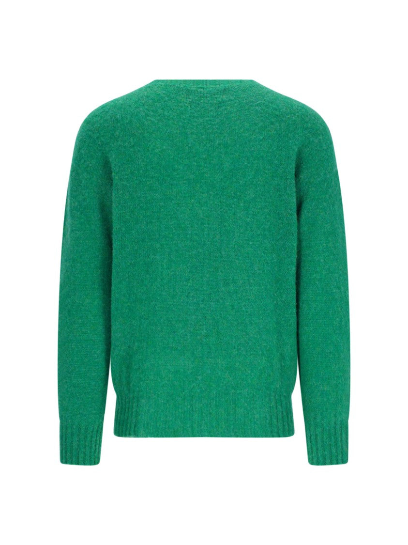 Howlin Shetland Wool Crew Neck Sweater With Ribbed Finishes