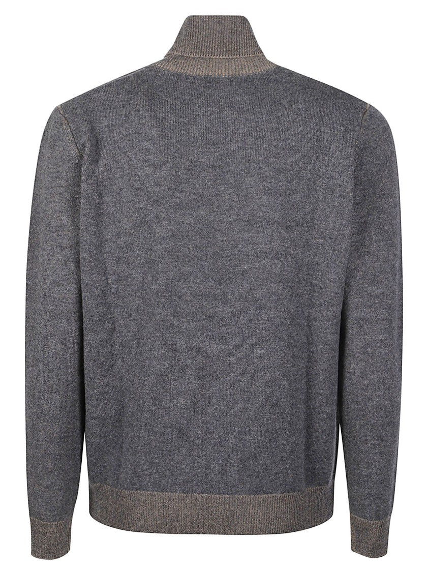 Lardini Soft Knit Ribbed Virgin Wool-Cashmere Turtleneck