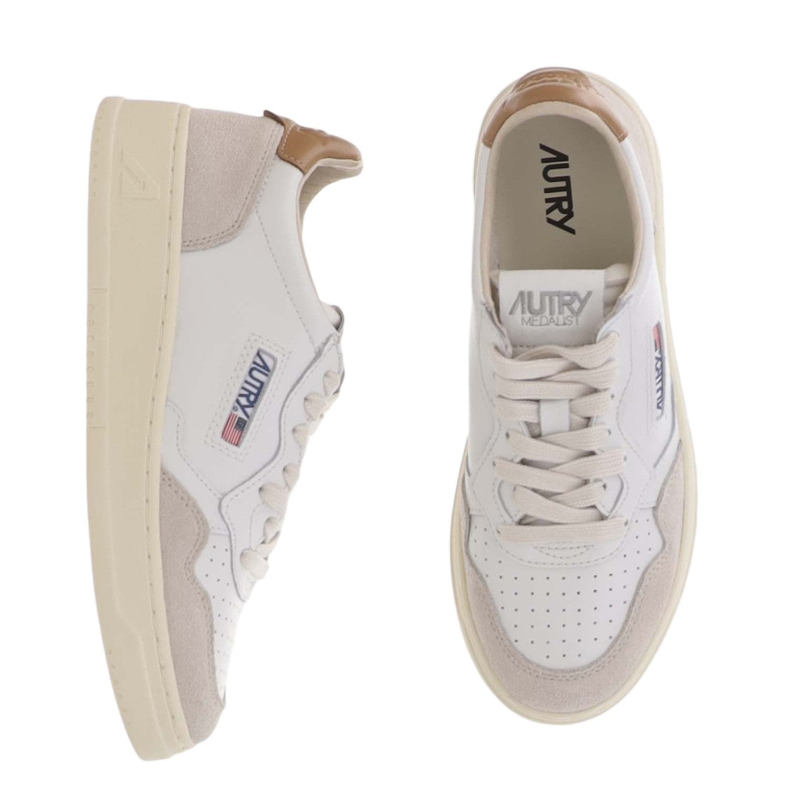 Autry White/Brown Medalist Low Leather Sneakers