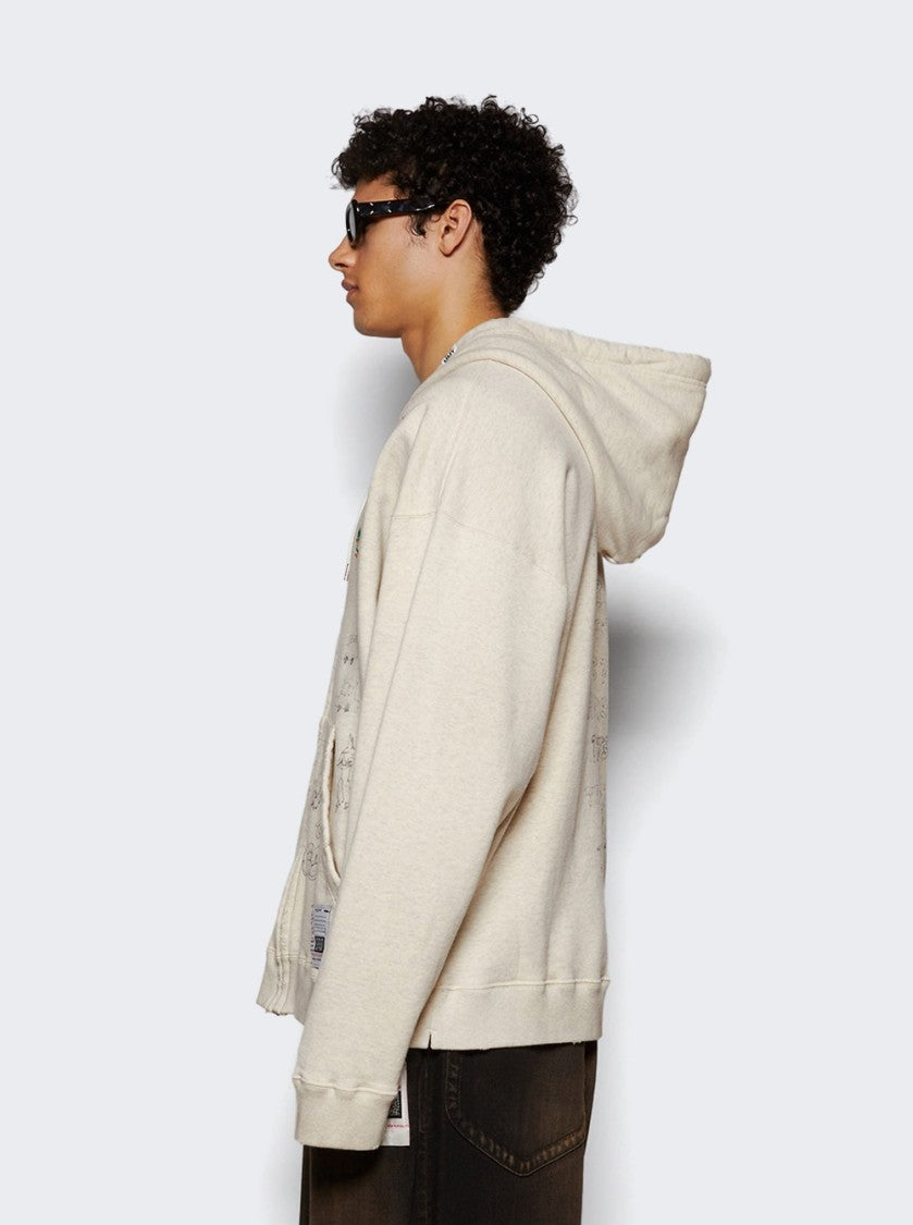 Maison Mihara Yasuhiro Distressed Zip Up Hoodie White