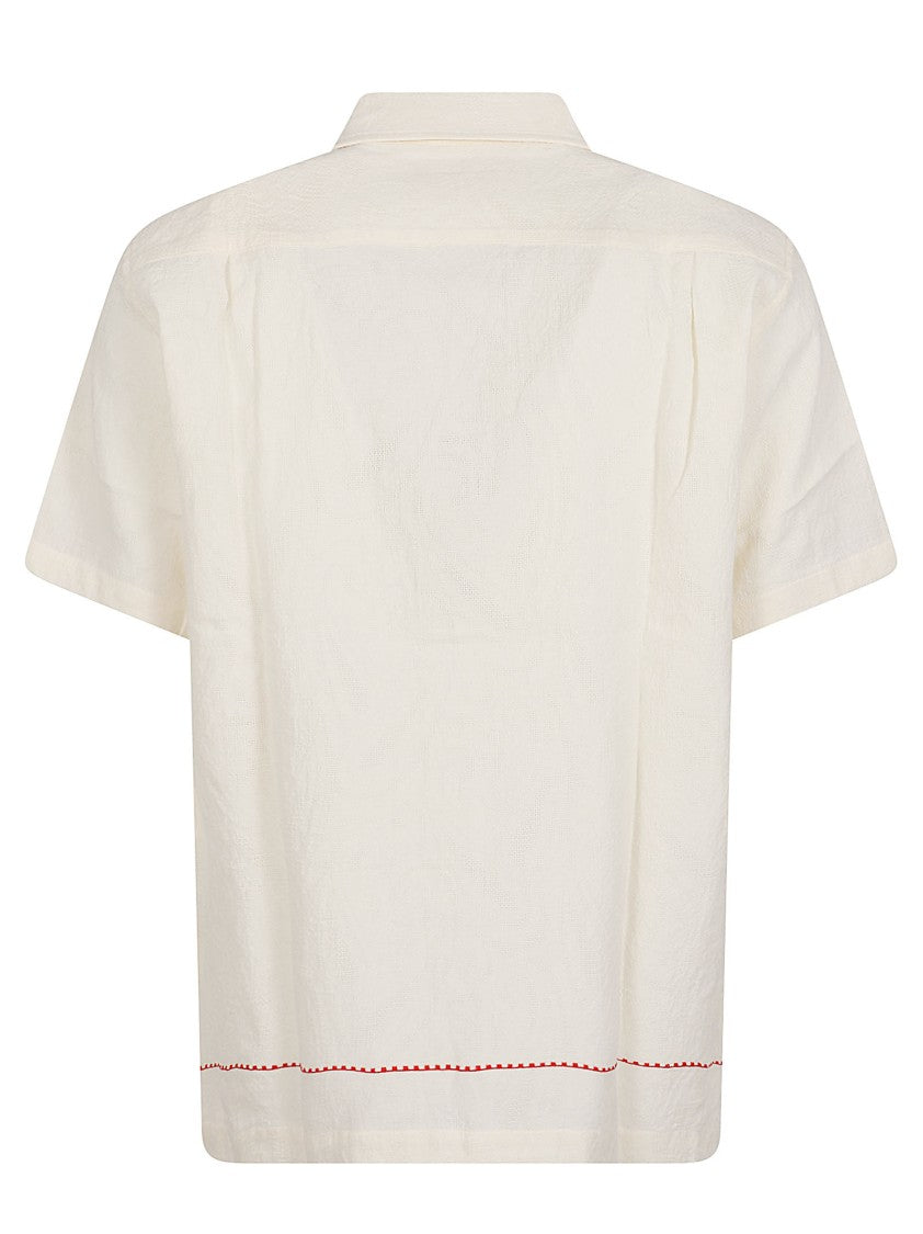Orlebar Brown Textured Short-Sleeved Shirt With Embroidered Motifs