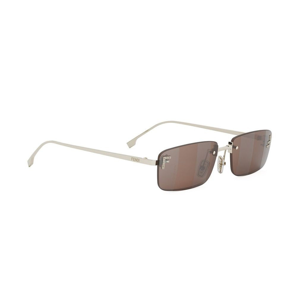 Fendi First Crystal Rectangular Rimless Sunglasses