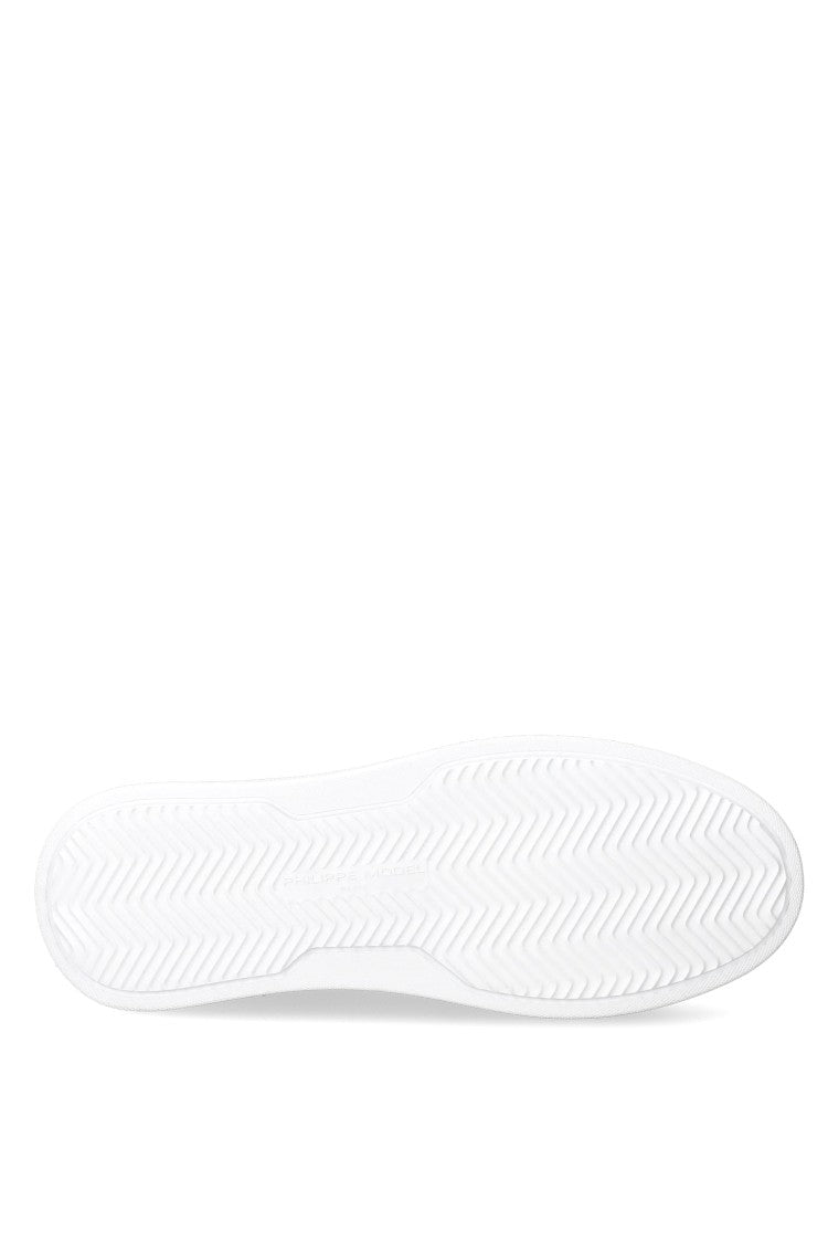 Philippe Model Temple White Black Trim Leather Sneakers