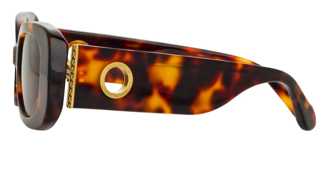 Linda Farrow Lfl Oversized Tortoiseshell Square Sunglasses With Gold Emblem