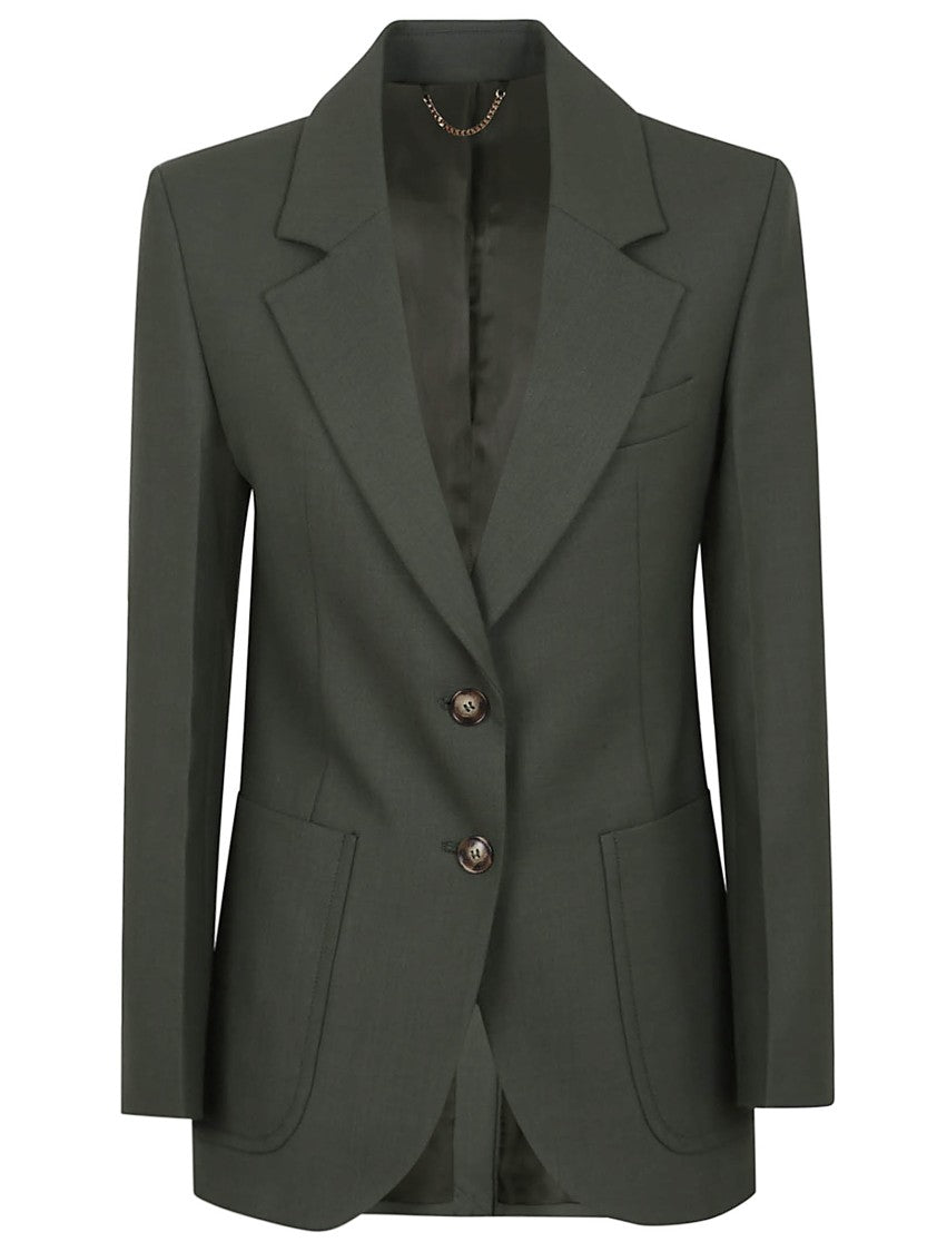 Victoria Beckham Tailored Olive Green Patch Pocket Jacket
