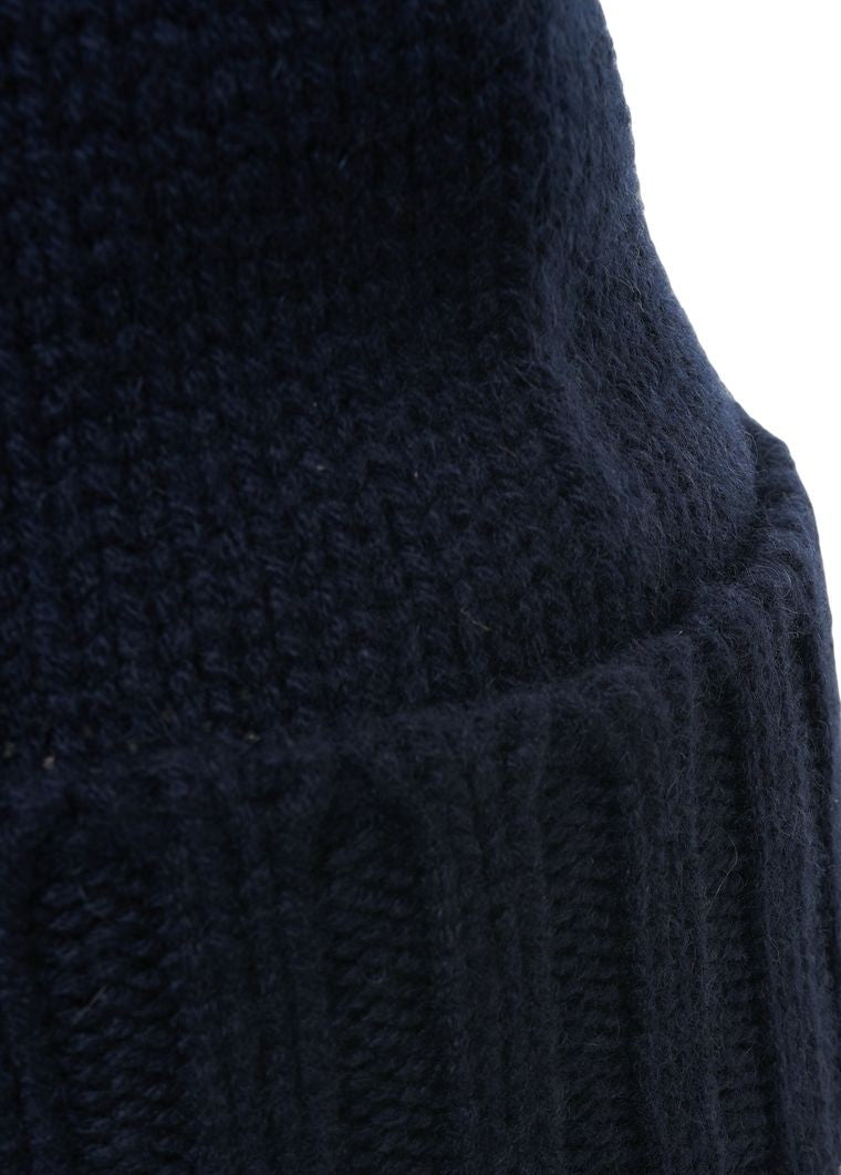 Kangra Black Cashmere Beanie With Ribbed Edge