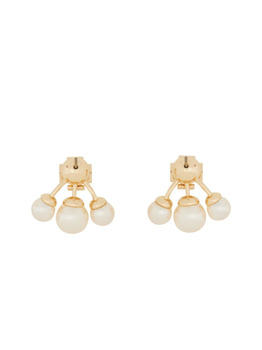 Tory Burch Gold Kira Pearl Triangular Earrings