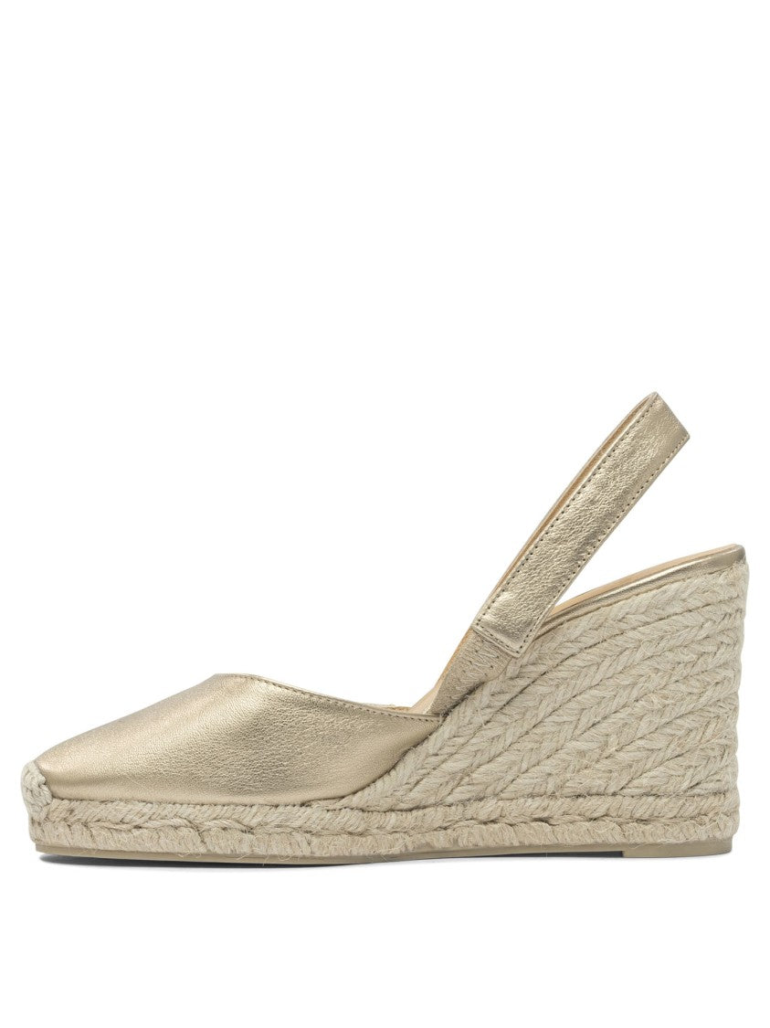 Castaner Metallic Leather Espadrilles With Braided Jute Wedge