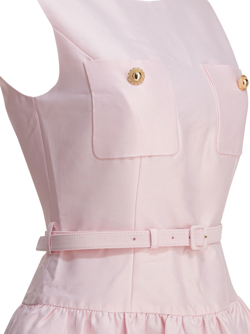 Self-Portrait Pink Taffeta Midi Dress