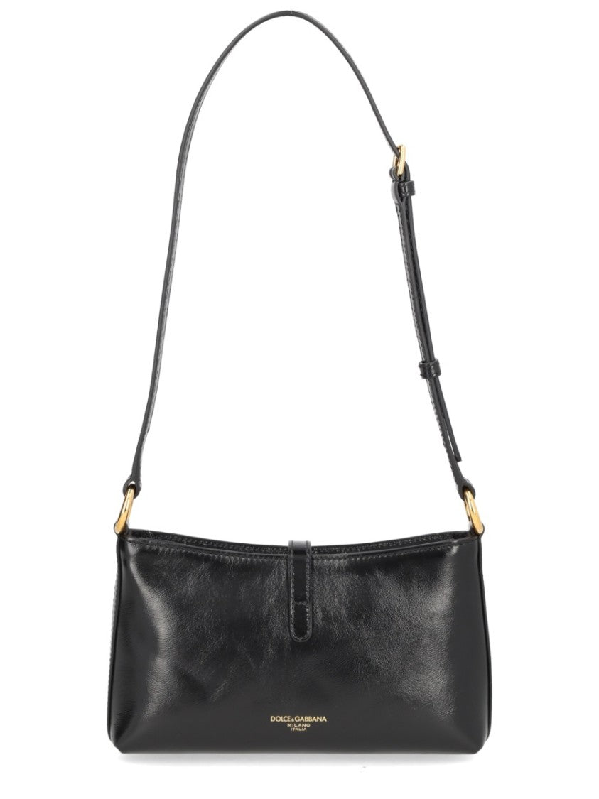 Dolce & Gabbana Lock Lustrous Finish Gold Clasp Shoulder Bag