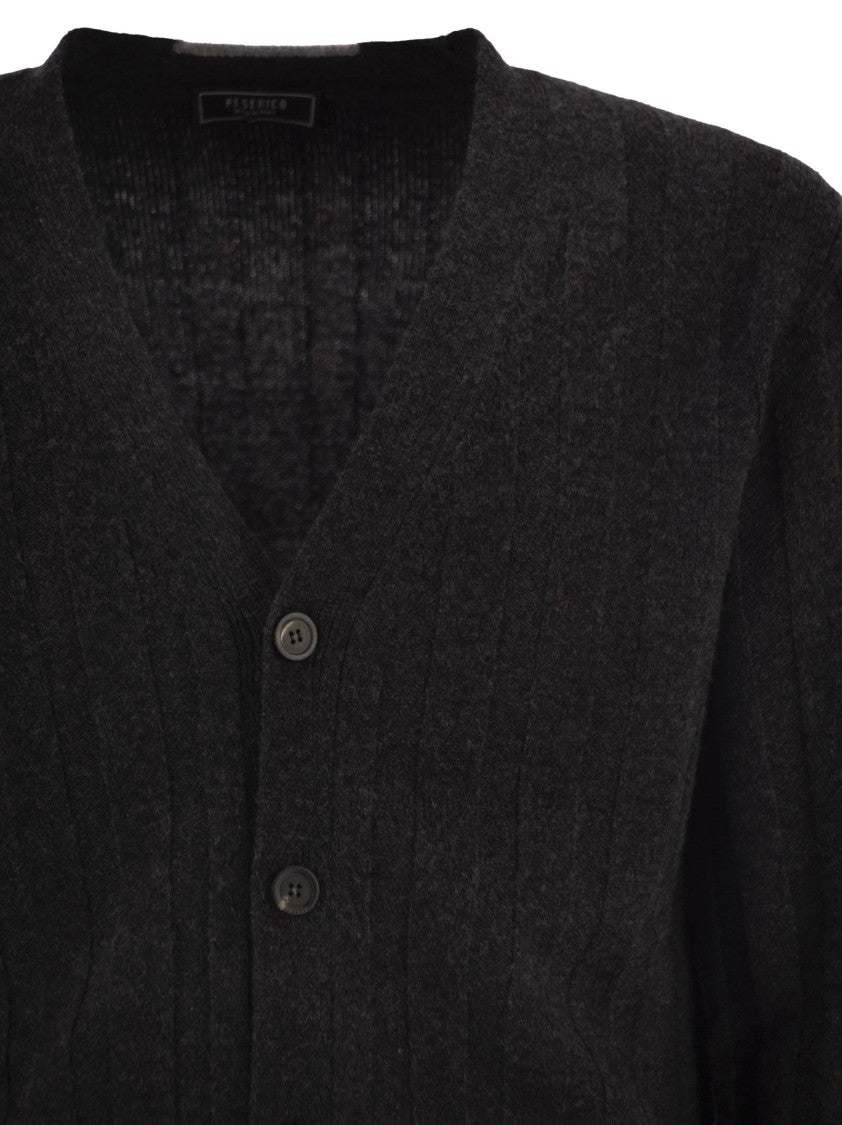 Peserico Wool And Cashmere Cardigan With V-Neck