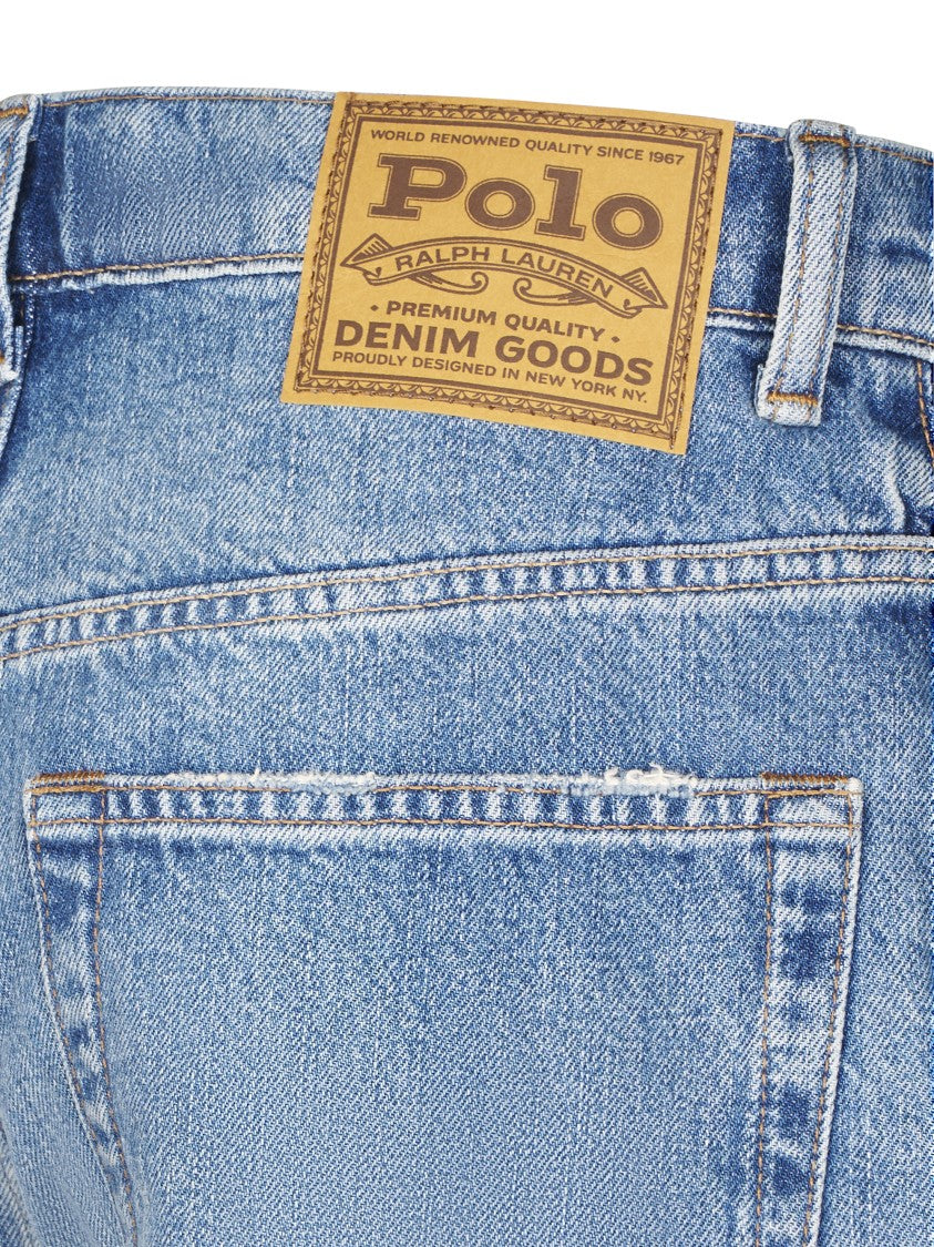 Polo Ralph Lauren High-Waisted Denim Wide-Leg Pants With Faded Wash
